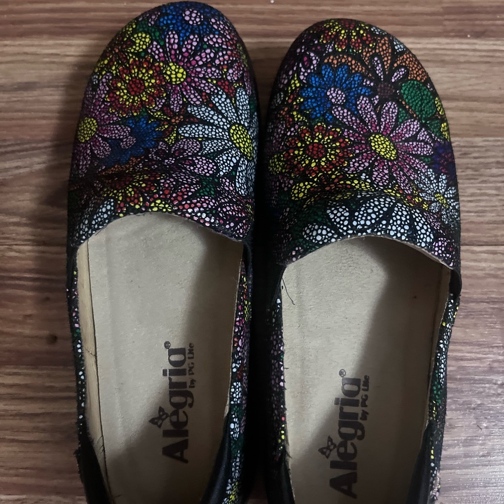 Alegria Black Multicolor Floral Slip-On Clogs with Mosaic Flowers - Picture 6 of 9